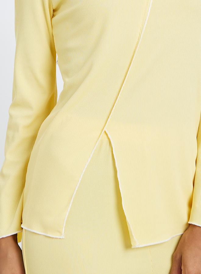 ستايلي طقم بيجاما من بنطال وبلوزة مضلعة - Image 3